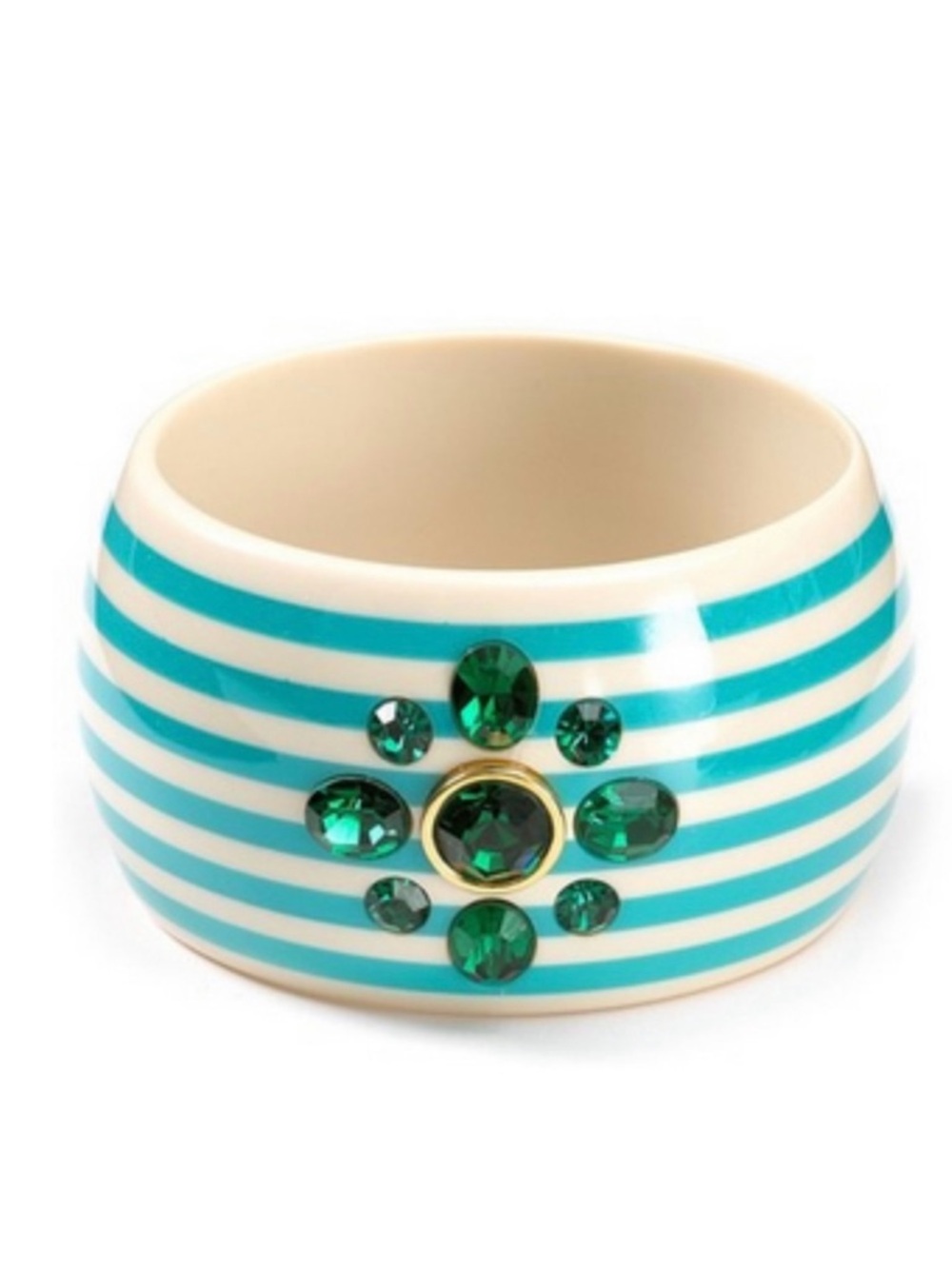 Turquoise Striped Juicy Couture Bangle with Green Crystal Accent
